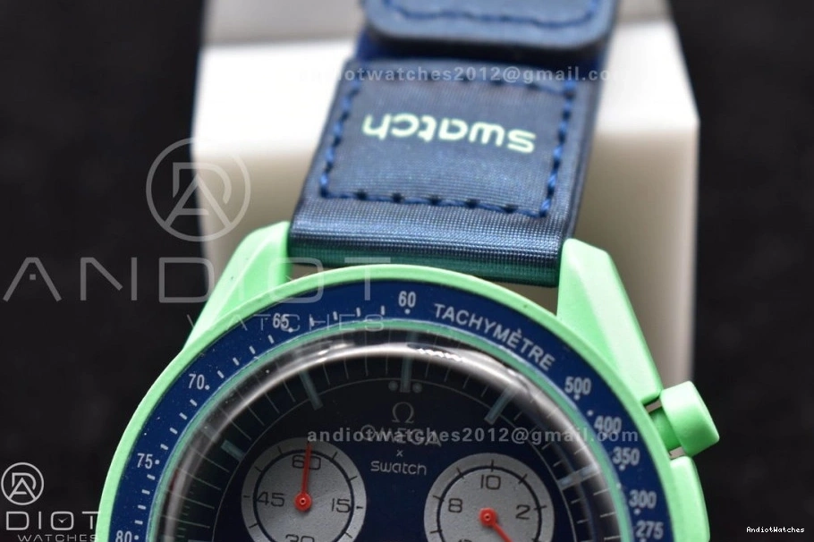 x on Bioceramic Moonwatch Nylon Quartz to Strap WeatherProof Earth Omega Swatch 1181 Mission 0821